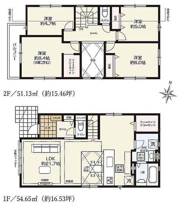 (1号棟)、4LDK、土地面積113.76m2、建物面積105.78m2