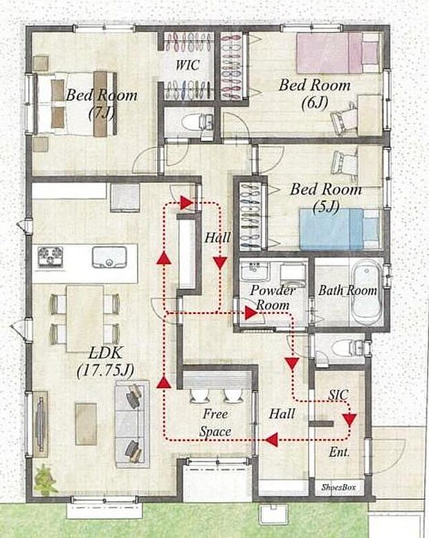 (１号棟)、3LDK、土地面積235.84m2、建物面積94.81m2