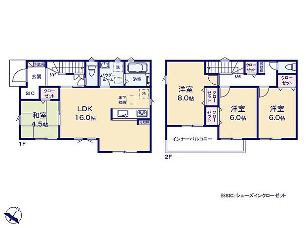 (１号棟)、4LDK、土地面積147.11m2、建物面積101.85m2