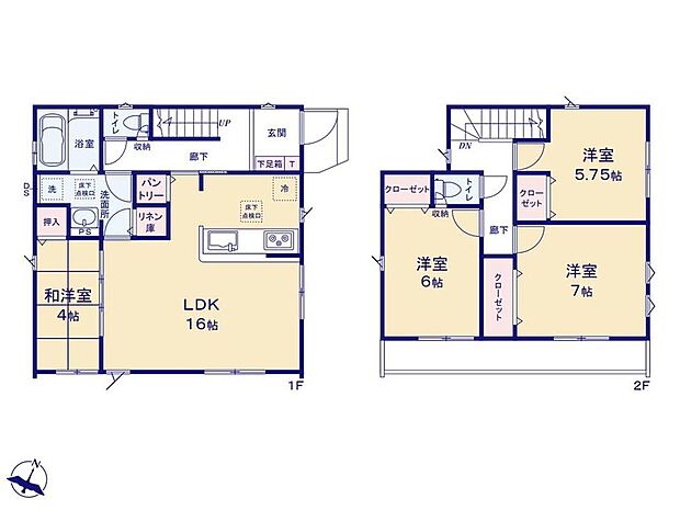 (１号棟)、4LDK、土地面積111.77m2、建物面積96.05m2