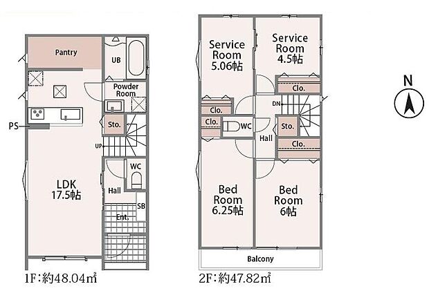 (A号棟)、2LDK+2S、土地面積95.16m2、建物面積91.7m2