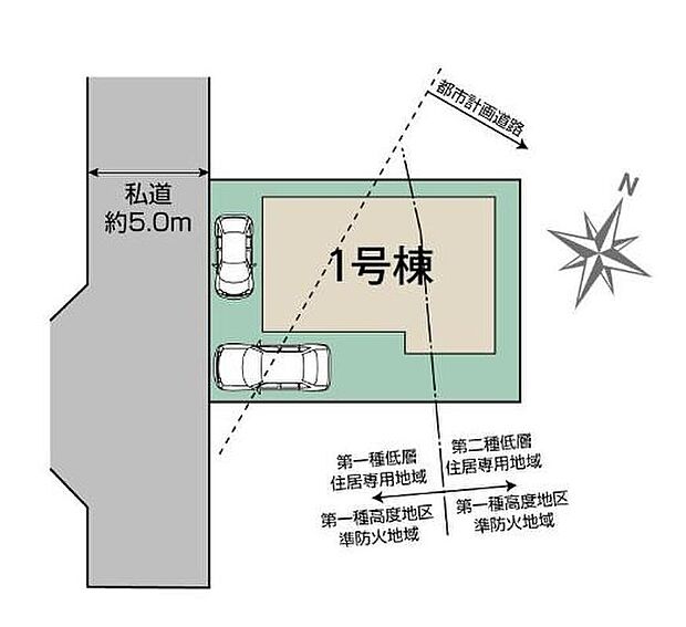 綺麗な整形地です。南西側が開けていて、陽当たり良好！カースペース車種により２台分。ご家族の自転車置き場としてもお使いいただけます。