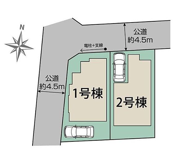 周辺は第一種低層住居専用地域で落ち着いた住宅外です。前面道路の車通りも少なく静かな住環境です。カースペース完備！