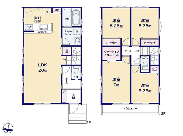 (１号棟)、4LDK、土地面積100.45m2、建物面積99.36m2