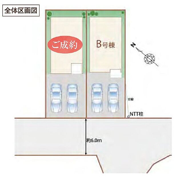 車種により並列駐車２台分可能です。急な来客時やご家族の自転車置き場としても重宝します♪