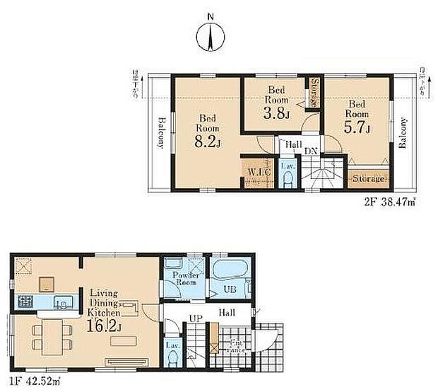 (２号棟)、3LDK、土地面積119.67m2、建物面積80.99m2