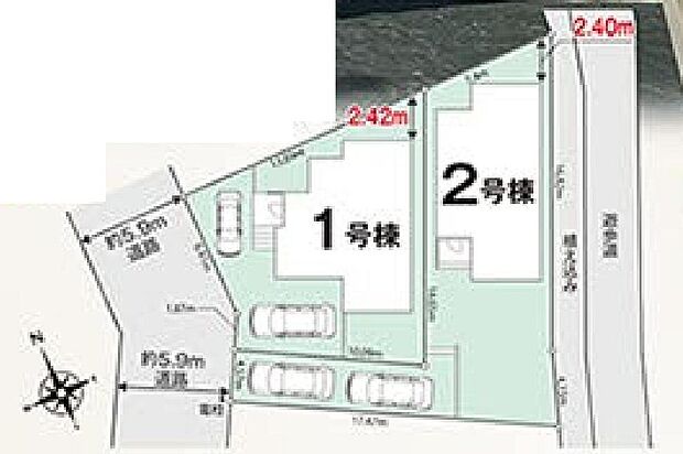 敷地39坪以上!車種によりカースペース2台駐車可能です♪周辺は第一種低層住居専用地域で落ち着いた住環境です。