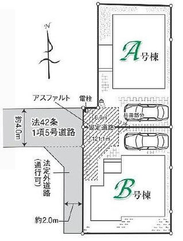 周辺は第一種低層住居専用地域で落ち着いた住環境です。目の前の通りは交通量が少なく、お子様のいるご家庭も安心です。