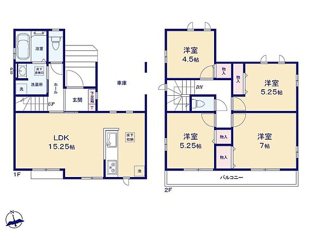 (A号棟)、4LDK、土地面積86.32m2、建物面積95.63m2