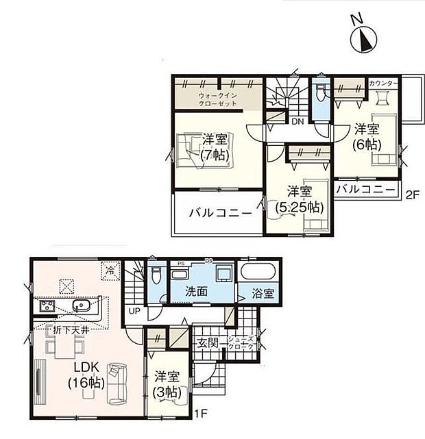 (１号棟)、4LDK、土地面積110m2、建物面積98.54m2 