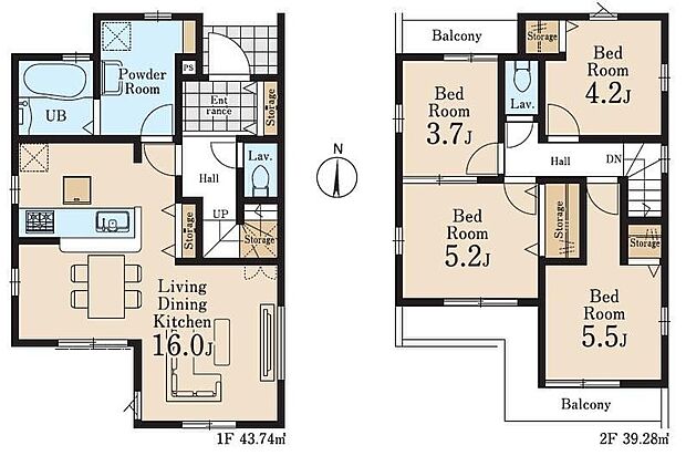 (1号棟)、4LDK、土地面積104.6m2、建物面積83.02m2