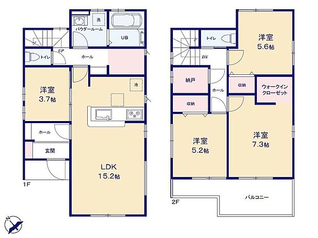 (1号棟)、4LDK、土地面積119.19m2、建物面積94.36m2