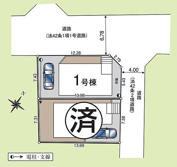 【-】カースペース完備♪角地（１号棟）にて開放感のある立地です♪大きな公園がすぐ近くの自然を感じられる環境です♪