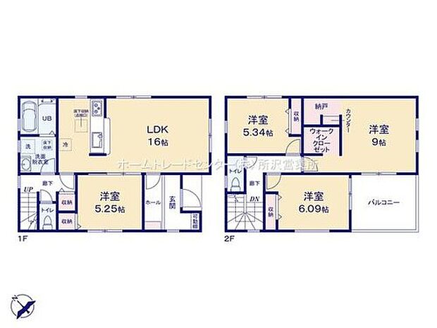 【4LDK】☆WIC付き主寝室☆
２階の主寝室となる９帖の洋室は、WICとフリースペース付き！フリースペースにはカウンターがありテレワークなど作業をするのに最適です！