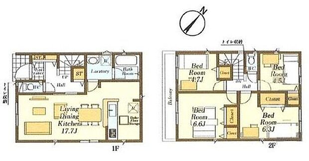 【4LDK】☆水回り集中設計☆
キッチンの横に洗面所を配置しました。水回りが集中していると朝の家事動線が楽になりますね！家事のストレスが減ると住み心地の良い住まいになります。