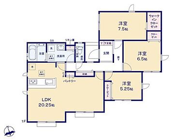 ☆平屋建てプラン☆
贅沢な造りの平屋建て。階段の昇降がないので、お子様からお年寄りまで住みやすく安心。ひろびろとした２０・２５帖のLDKが自慢の間取りです。 