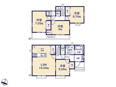 ☆全室南向きレイアウト☆
全居室２面採光の明るい室内♪風通しも良く、大変居心地の良い空間となっております。 