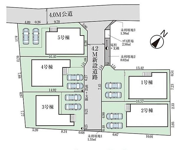 【全体区画図】ゆとりの敷地面積３９．３坪以上！全棟カースペース並列２台可です。