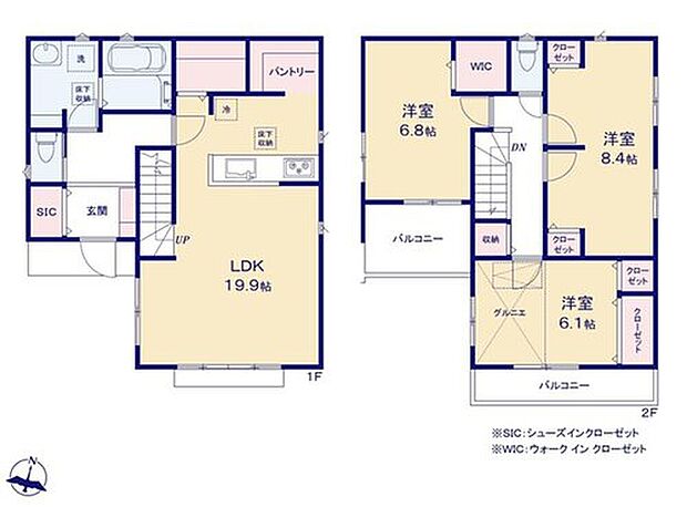 【3LDK】☆フレキシブルルーム仕様☆
2階の8.4帖洋室は、出入口と収納が2か所ずつあり、将来2部屋に分けられます。お子様が小さいうちは広々と、大きくなったら個室にとアレンジできます♪