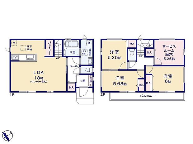 【3LDK+S】☆ワンフロアタイプLDK☆
南東向きのLDKはひろびろ１８帖！大きな窓があり採光良好です。キッチン横には大容量のパントリー付き！何かと物がおおくなりがちなキッチンをすっきりとお使いいただけます♪