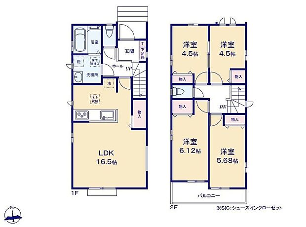 【4LDK】☆収納豊富な間取り☆各洋室に収納を設置！リビング収納は掃除用具や文房具などをしまうのに便利です。収納を置かずに済むのでお部屋を広くお使いいただけます♪