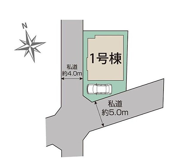 【全体区画図】南×西道路の角地!南側が開けていて陽当たり良好です。前面道路は車通りが少なく、小さなお子様のいるご家庭も安心です。周辺は第一種低層住居専用地域で落ち着いた住環境です。