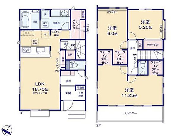 【3LDK】☆ウォークインクローゼット×3☆収納力豊富なウォークインクローゼットを設置!洋服や小物類など、目的に応じてすっきり美しい収納を実現します♪