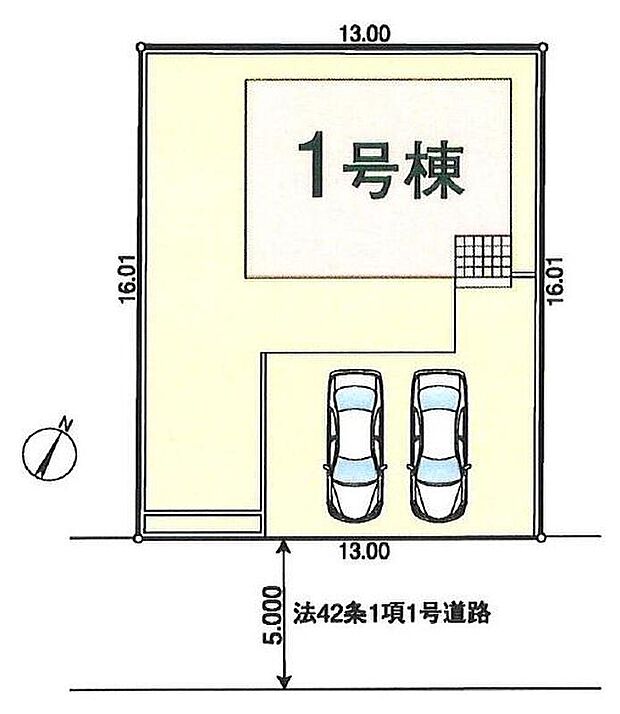 【全体区画図】敷地208平米!南東道路の整形地。ゆとりのお庭付き。ガーデニングや家庭菜園にもおすすめ♪カースペース並列2台分!