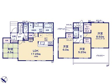 ☆全居室南東向き☆広い敷地を活かして、全居室を南東向きに配置。２部屋から出入りできるバルコニーはワイドタイプ。大きな窓がありお部屋のすみずみまで明るくなります。WIC完備で収納豊富！ 