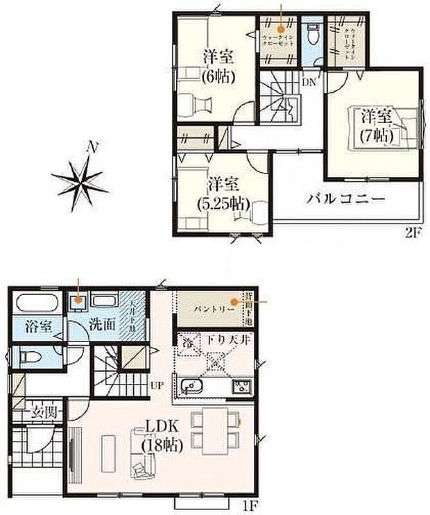 【3LDK】☆ウォークインクローゼット×２☆２階居室にWICを２か所設けています。タンスを置かずに済むので、お部屋を広々とお使いいただけます。お掃除もしやすいですね！