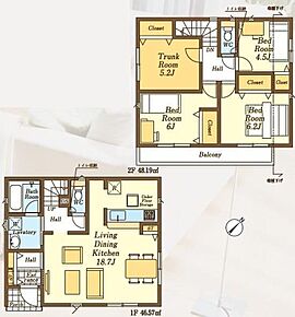 ☆リビングスルー階段☆玄関からリビングを通り抜けて２階へ上がる間取り。ご家族との自然なコミュニケーションが生まれます。帰宅時・外出時の自然なコミュニケーションを育みます♪ 