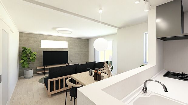 (2号棟)LDK
洗面、パントリー、ホールと回遊動線になっており、使い勝手を突き詰めた設計です。