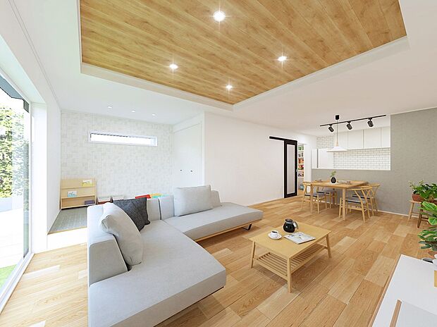 【2階建て参考プラン】2階建て参考プラン。
19帖のLDKに折上げ天井で更なる開放感を演出します。