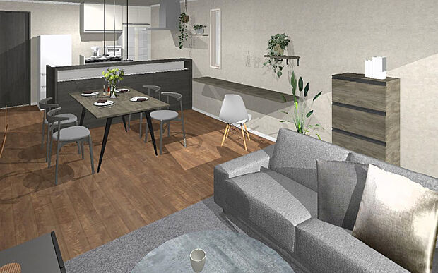 【モデルプラン】南面大開口から心地よい陽射を採りこむ設計です