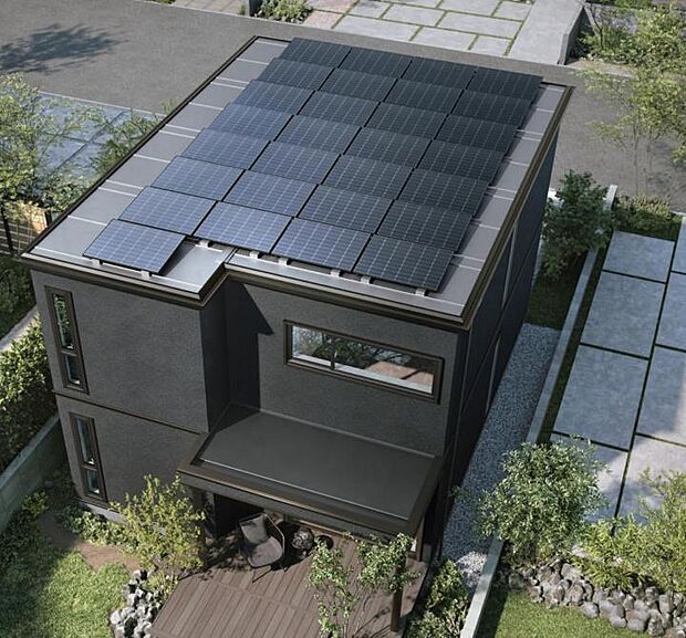 【【創エネ・太陽光発電システム】】屋根一面に設置したソーラーがたっぷり発電。