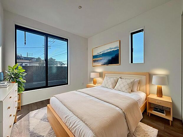 【1号棟　洋室】(本画像はCGで作成されており、実際に現地に家具は置かれておりません。)
