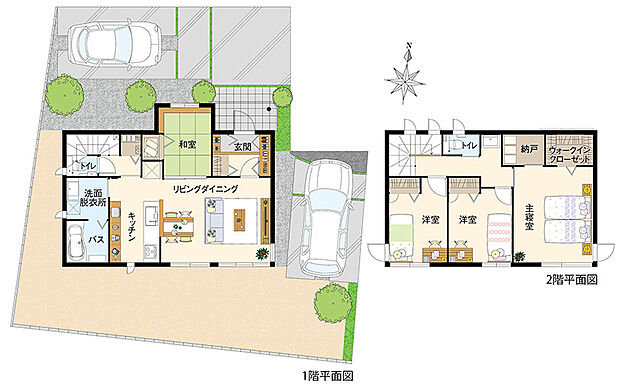 【4LDK+納戸+ウォークインクローゼット】明るい南面に広がるリビング・ダイニング・キッチンが魅力の住まい