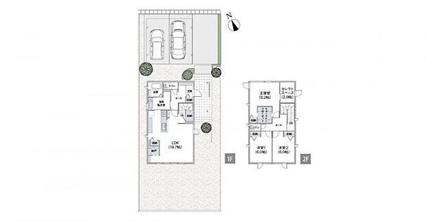 A棟間取図/こだわりの家事動線と要所にある収納スペースが嬉しいプランです※記載の自動車は価格に含まれません