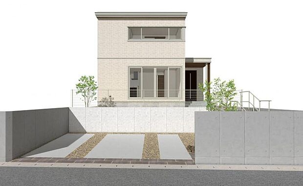 A棟外観イメージ※掲載の完成予想CGパースは図面をもとに描き起こしたもので、実際の建物・外構・植栽等とは異なる場合があります。