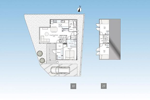 B棟間取図※図面に記載している車両、その他の調度品はあくまで生活イメージを表現したもので販売価格には含まれません。