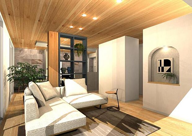 【建物プラン例(内観パース)】間取り3LDK。建物本体価格3465万円。建物面積105.56ｍ2。 ※上記プランの場合、付帯工事、外構工事、建築確認申請費用などが別途必要です