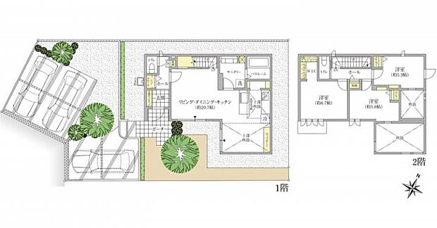 【3LDK】C棟間取図/記載の自動車は価格に含まれません