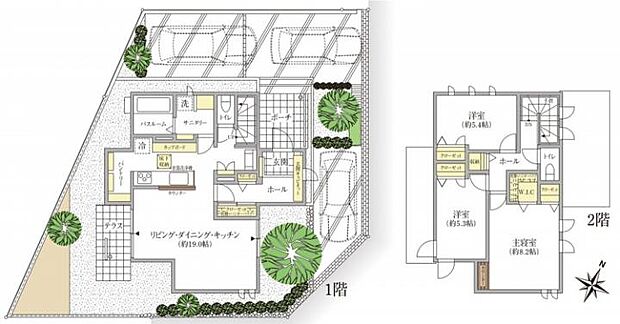【3LDK】G棟間取図/記載の自動車は価格に含まれません
