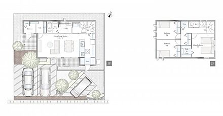 B棟間取図／記載の自動車は価格に含まれません。 