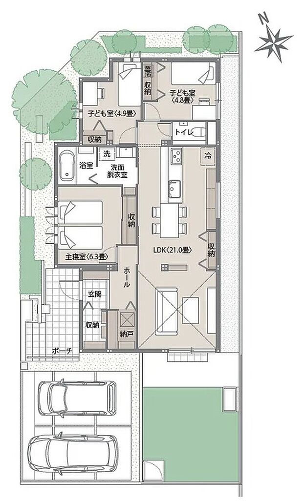 1号地【間取り図】 間取り:3LDK、価格:5,630万円、建物面積:86.46m2(26.15坪)、土地面積:198.94m2(60.17坪)