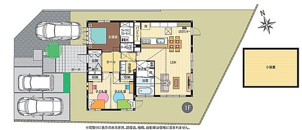 ※間取りに表示のある家具、調度品、植栽、自動車は価格に含まれません。（4号地）