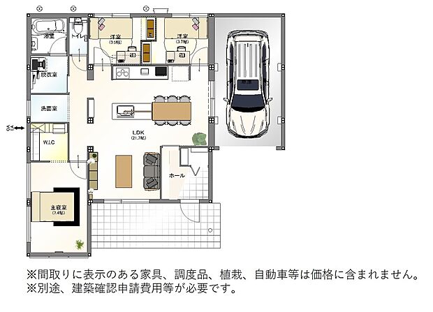 【3号地プラン例】建物面積:100.96m2
建物本体価格(税込):4050万円
※建物価格は本プランでの参考価格となります。
※別途、建築確認申請費用等が必要です。
間取り:3LDK
構造:鉄骨系ユニット工法
※掲載プランは一例です。
※今回の分譲地ではセキスイハイム中四国にて施工を行うことが建築条件になりますが、プランにつきましてはお客様が自由にお決めいただくことができます。