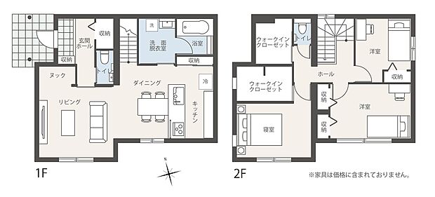 【3LDK】間取り図に掲載の家具は販売価格に含まれません。