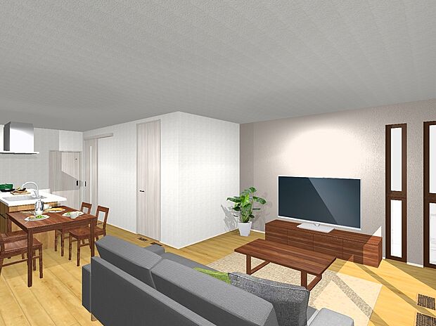 【LDK(完成予想内観パース)】広々LDKです!※内観図に表示のある家具調度品等は販売価格に含まれません。