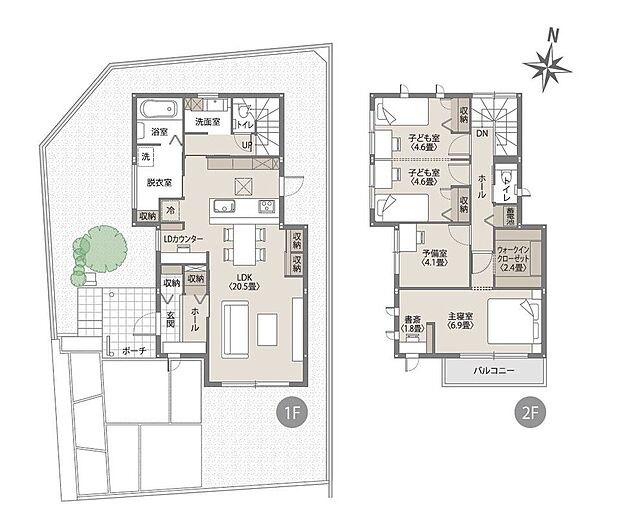 南側のゆったりしたお庭は光に溢れるスペースとなるように設計しておりますので【家庭菜園】【ガーデニング】をお楽しみいただけます!西側フリースペースは緑にあふれるスペースと活用して【豊かなスローライフ】♪